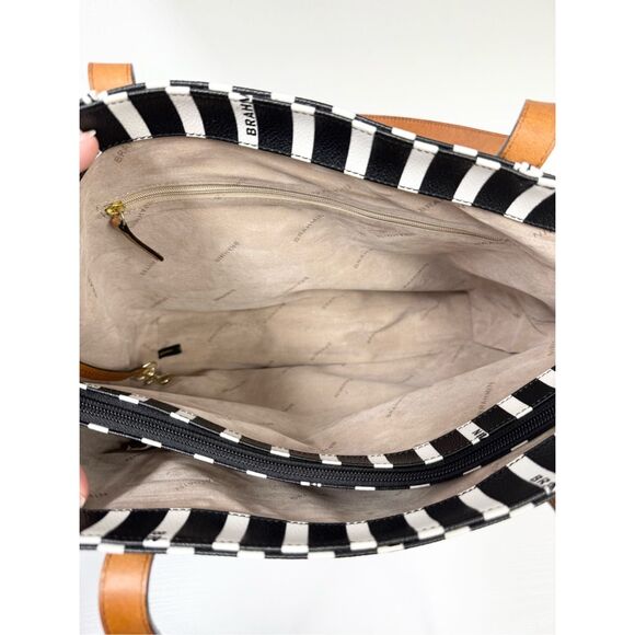 Brahmin All Day Signature Striped Tote Bag Black & White - Picture 10 of 11